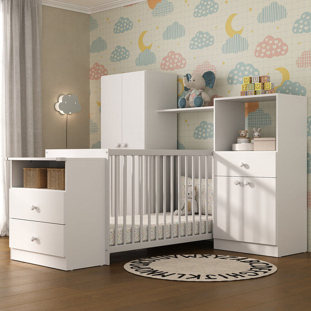 Encontraproduto.com.br - Quarto Infantil com Berço Cômoda Olívia Multimóveis Branco