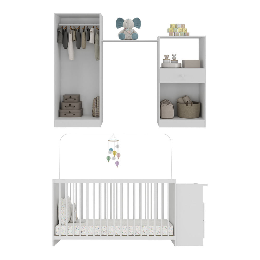 Encontraproduto.com.br - Quarto Infantil com Berço Cômoda Olívia Multimóveis Branco