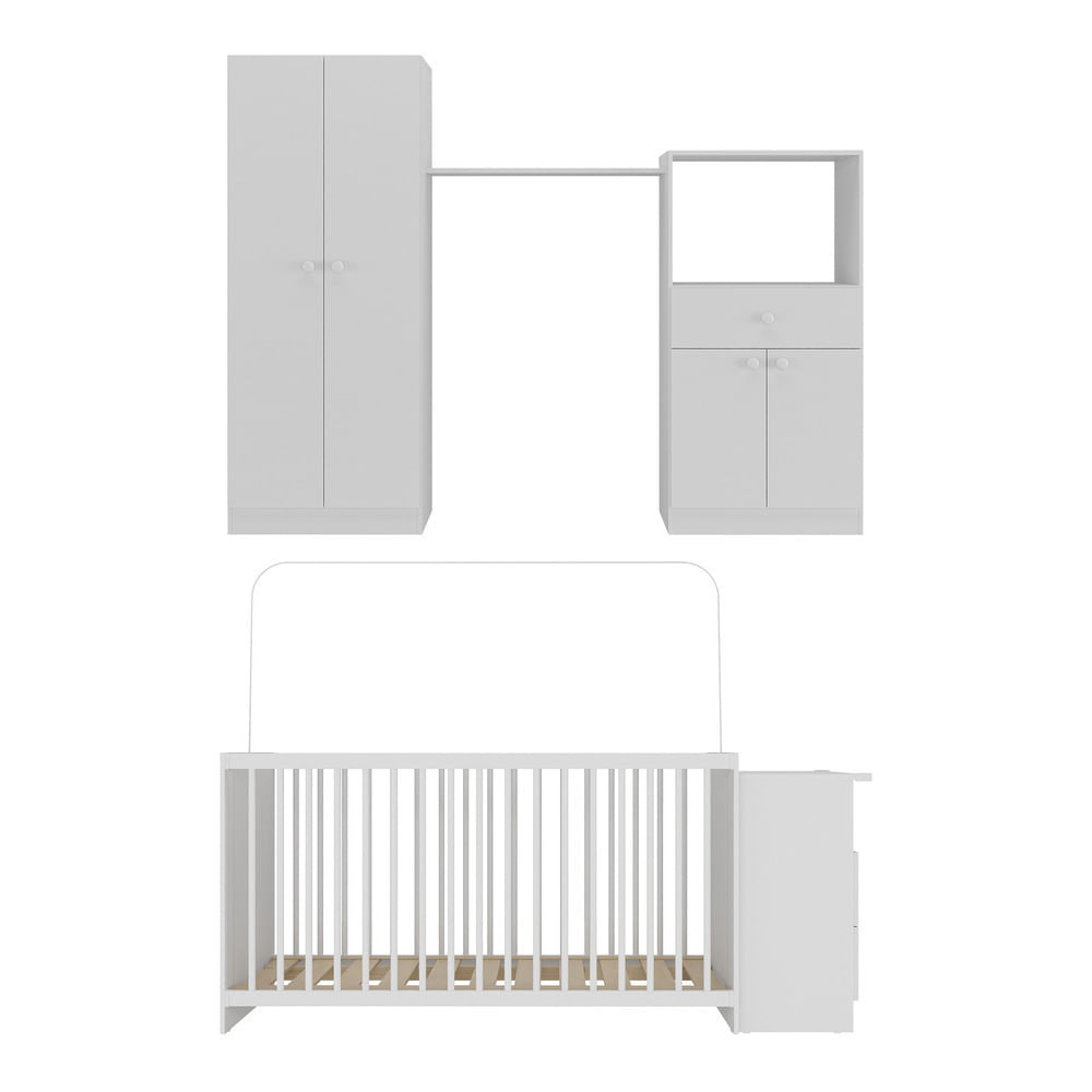 Encontraproduto.com.br - Quarto Infantil com Berço Cômoda Olívia Multimóveis Branco