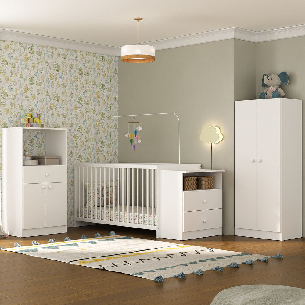 Encontraproduto.com.br - Quarto Infantil com Berço Cômoda Olívia Multimóveis Branco