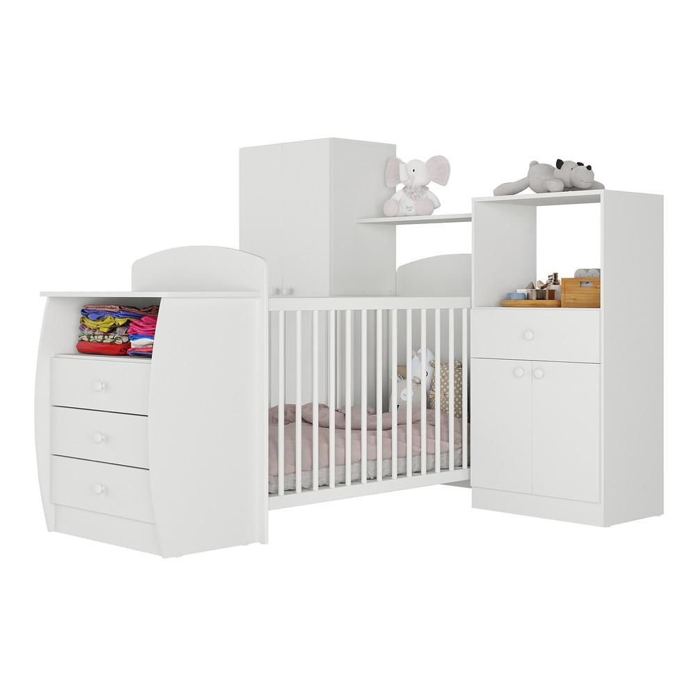 Encontraproduto.com.br - Quarto Infantil com Berço-Cômoda Laura Multimóveis Branco