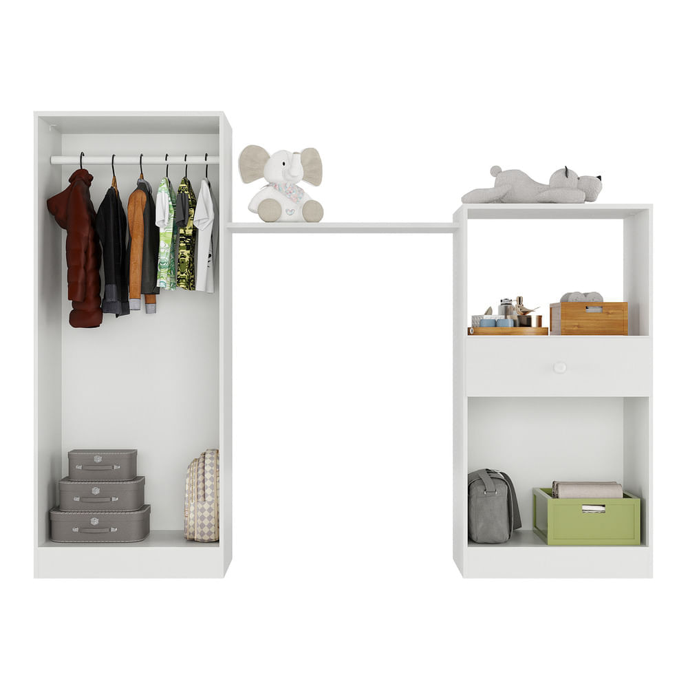 Encontraproduto.com.br - Quarto Infantil com Berço-Cômoda Laura Multimóveis Branco/Cinza