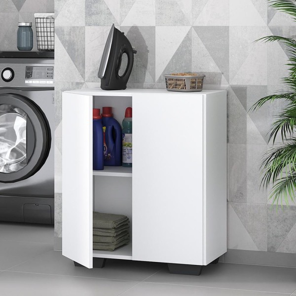 Encontraproduto.com.br - Armário Lavanderia com 2 Portas Multimóveis MP5023 Branco/Preto