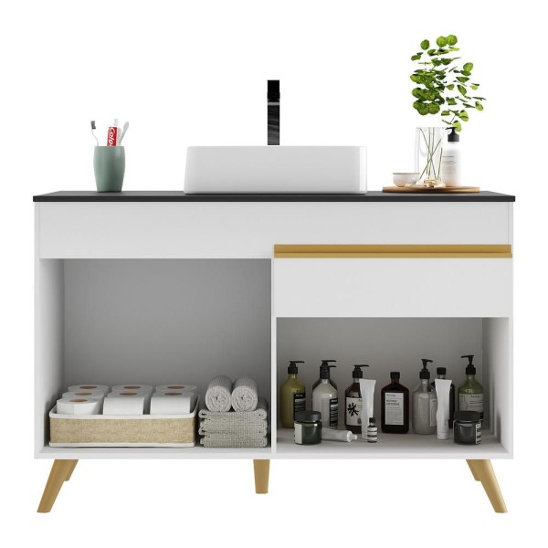 Encontraproduto.com.br - Gabinete Banheiro 2 Portas e 1 Gaveta Retrô 120cm Multimóveis MP5025 Branco