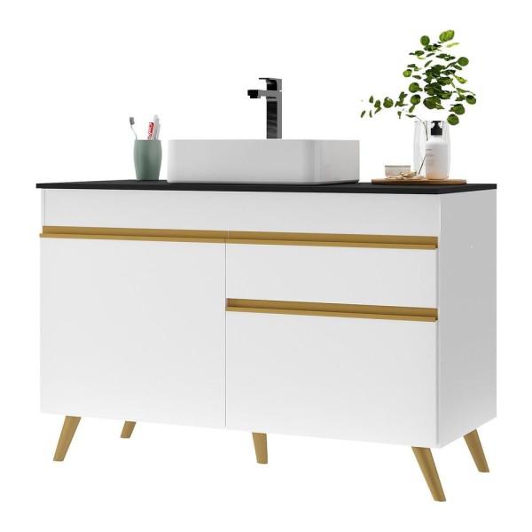 Encontraproduto.com.br - Gabinete Banheiro 2 Portas e 1 Gaveta Retrô 120cm Multimóveis MP5025 Branco