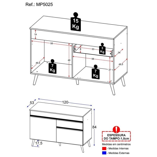 Encontraproduto.com.br - Gabinete Banheiro 2 Portas e 1 Gaveta Retrô 120cm Multimóveis MP5025 Branco