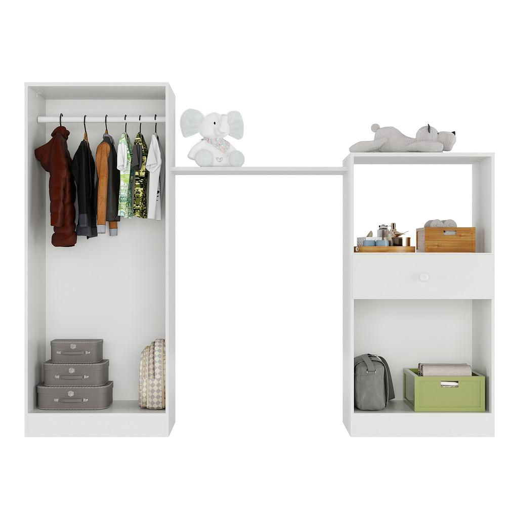 Encontraproduto.com.br - Quarto Infantil com Berço-Cômoda e Colchão Incluso Laura Multimóveis Branco/Azul