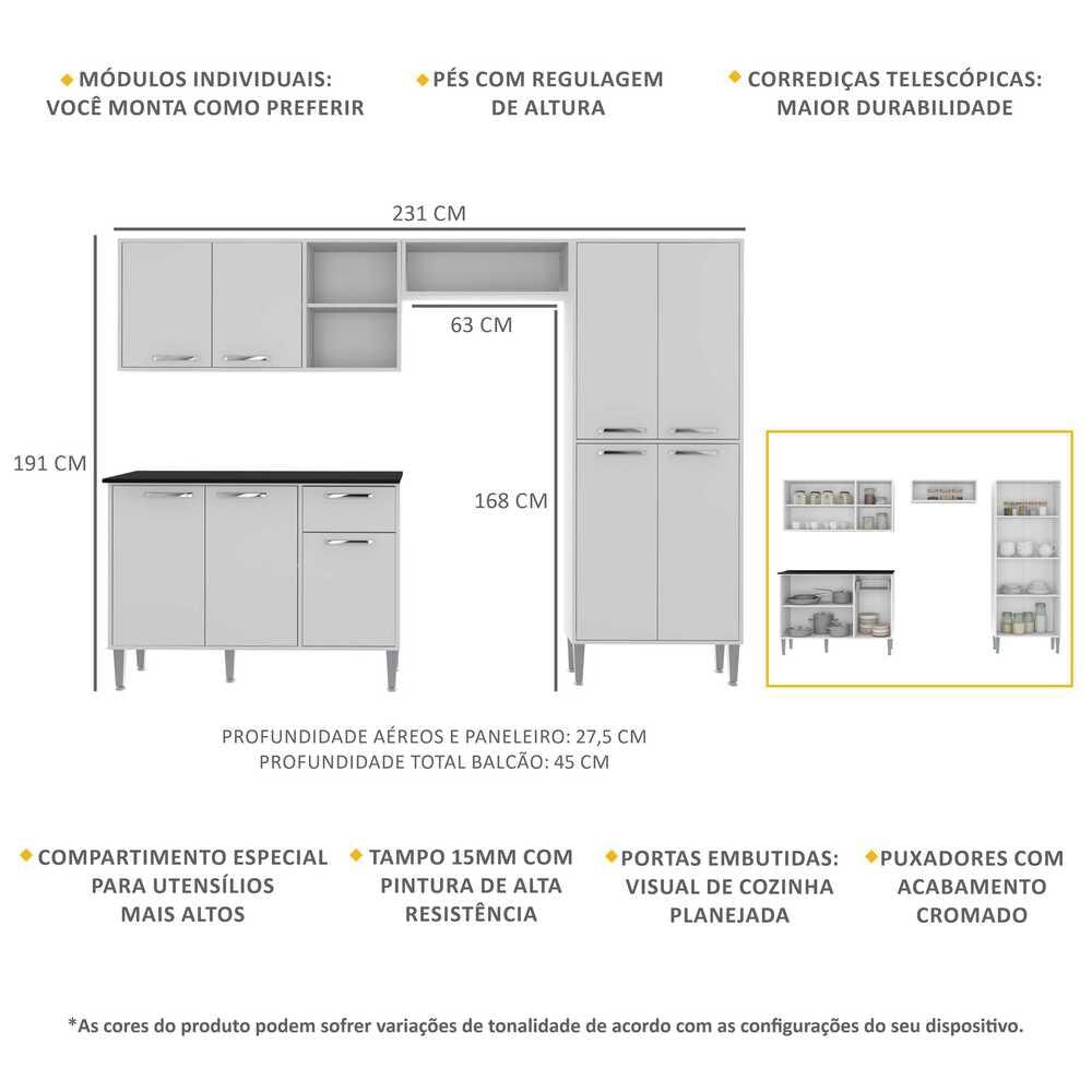 Encontraproduto.com.br - Armário de Cozinha Compacta Multimóveis Xangai Plus FG2840 Multimóveis Branca