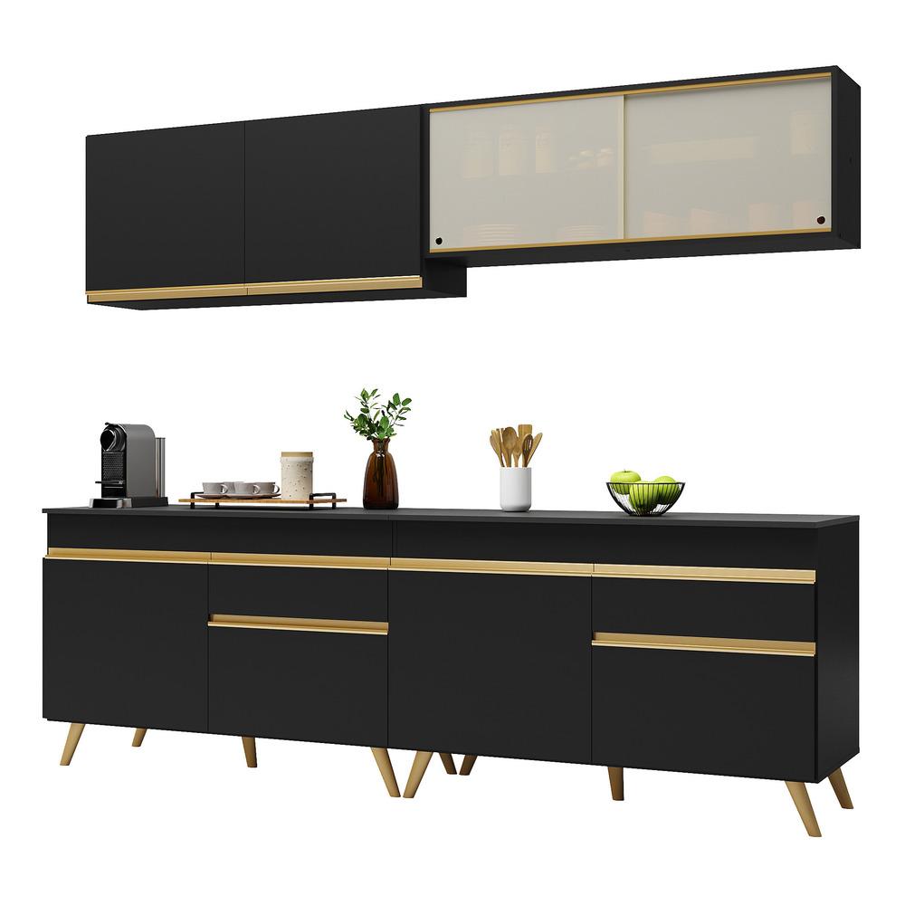 Armário de Cozinha Compacta Multimóveis Veneza GB FG3696 Preta