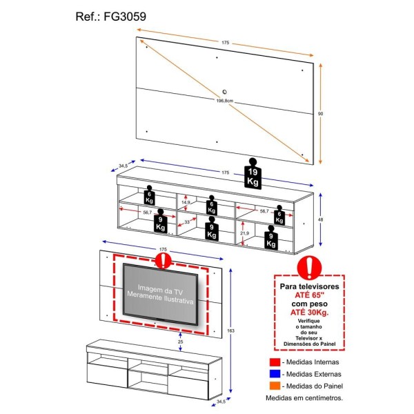 Encontraproduto.com.br - Rack com Painel para TV até 65