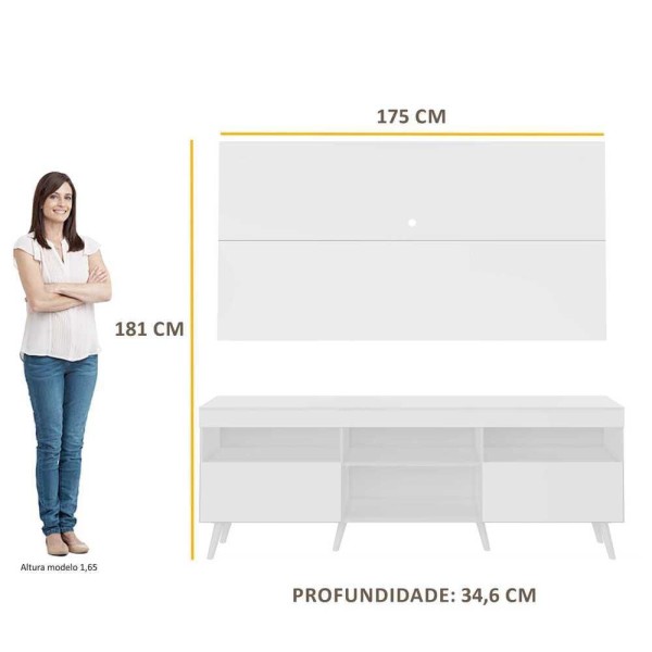 Encontraproduto.com.br - Rack Retrô com Painel para TV até 65