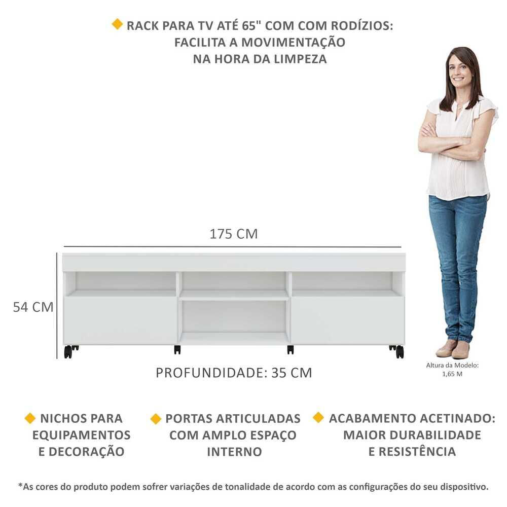 Encontraproduto.com.br - Rack com Rodízios para TV até 65