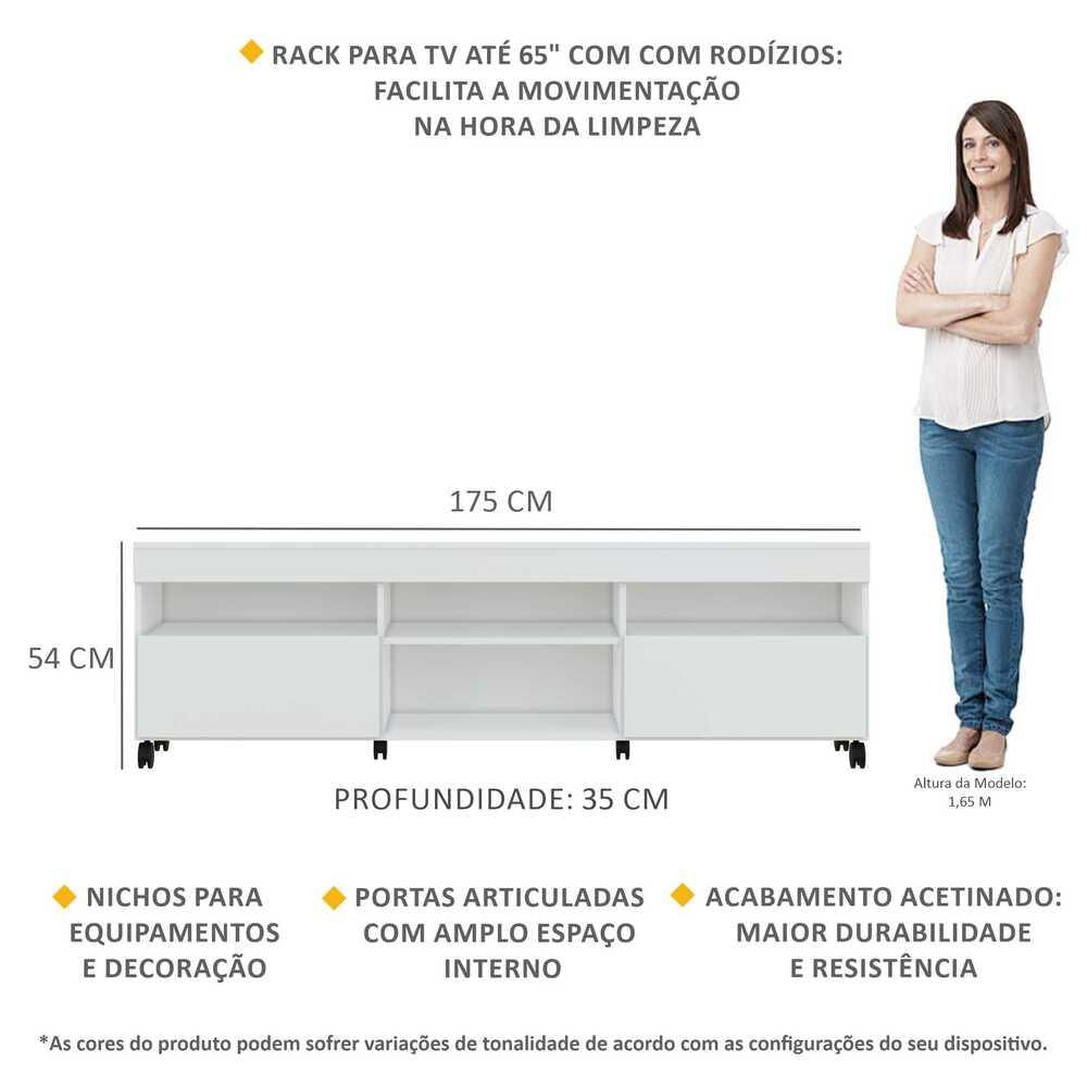 Encontraproduto.com.br - Rack com Rodízios para TV até 65