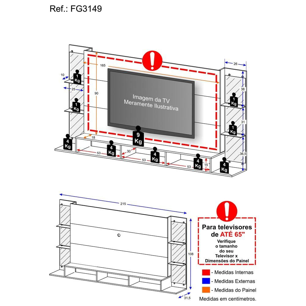 Encontraproduto.com.br - Painel com Espelho para TV até 65