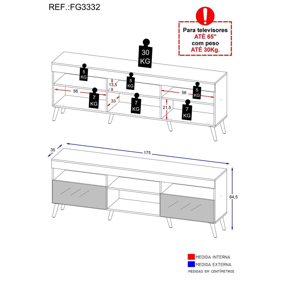 Encontraproduto.com.br - Rack Retrô com Espelho para TV até 65