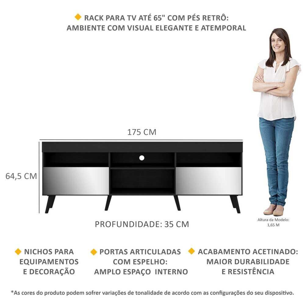 Encontraproduto.com.br - Rack Retrô com Espelho para TV até 65