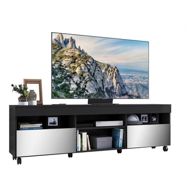 Encontraproduto.com.br - Rack com Rodízios e Espelho para TV até 65