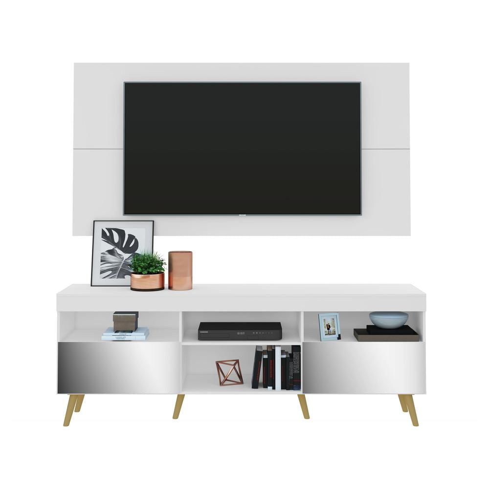 Encontraproduto.com.br - Rack Retrô c/ Espelho e Painel com Suporte para TV até 65