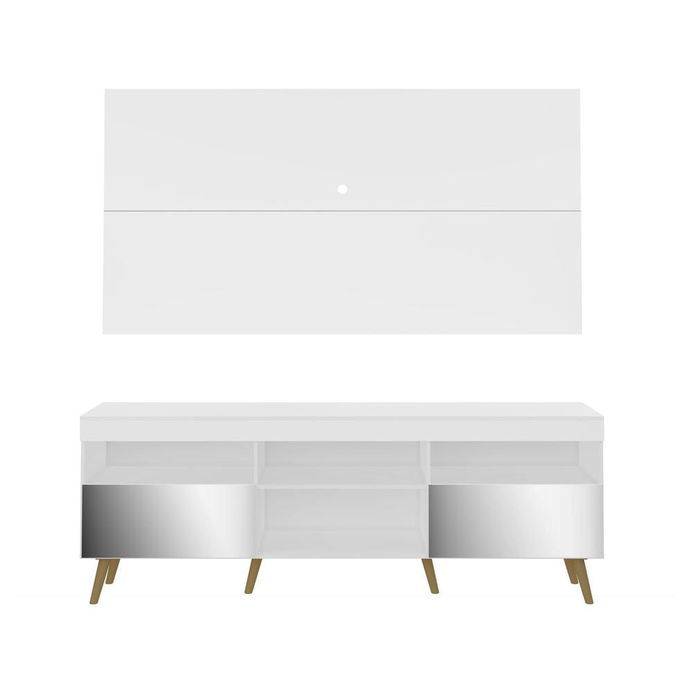 Encontraproduto.com.br - Rack Retrô c/ Espelho e Painel com Suporte para TV até 65