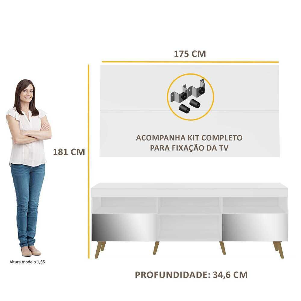 Encontraproduto.com.br - Rack Retrô c/ Espelho e Painel com Suporte para TV até 65