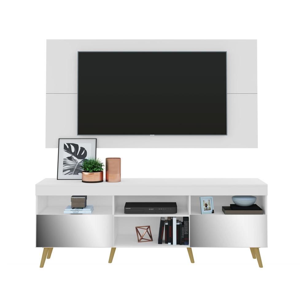 Encontraproduto.com.br - Rack Retrô c/ Espelho e Painel com Suporte para TV até 65