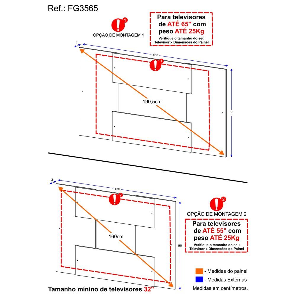 Encontraproduto.com.br - Painel 2 em 1 para TV até 65