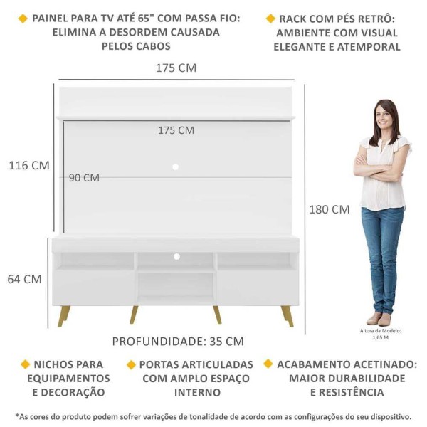 Encontraproduto.com.br - Rack Retrô com Painel para TV até 65