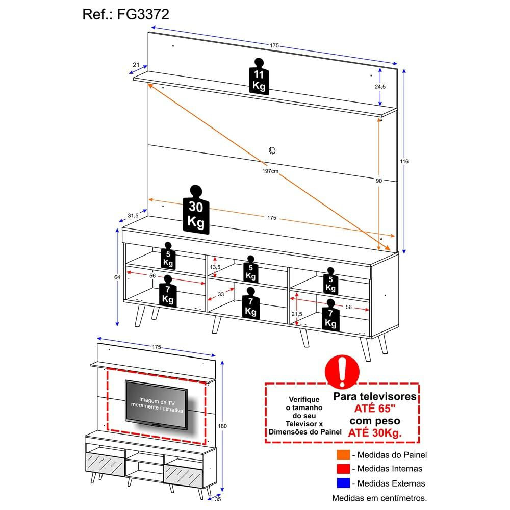 Encontraproduto.com.br - Rack Retrô com Painel para TV até 65
