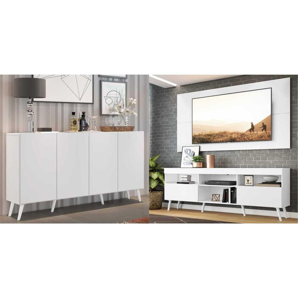 Encontraproduto.com.br - Conjunto Sala de Estar Rack/Painel TV/Aparador Multimóveis Sofia FG1005 Branco