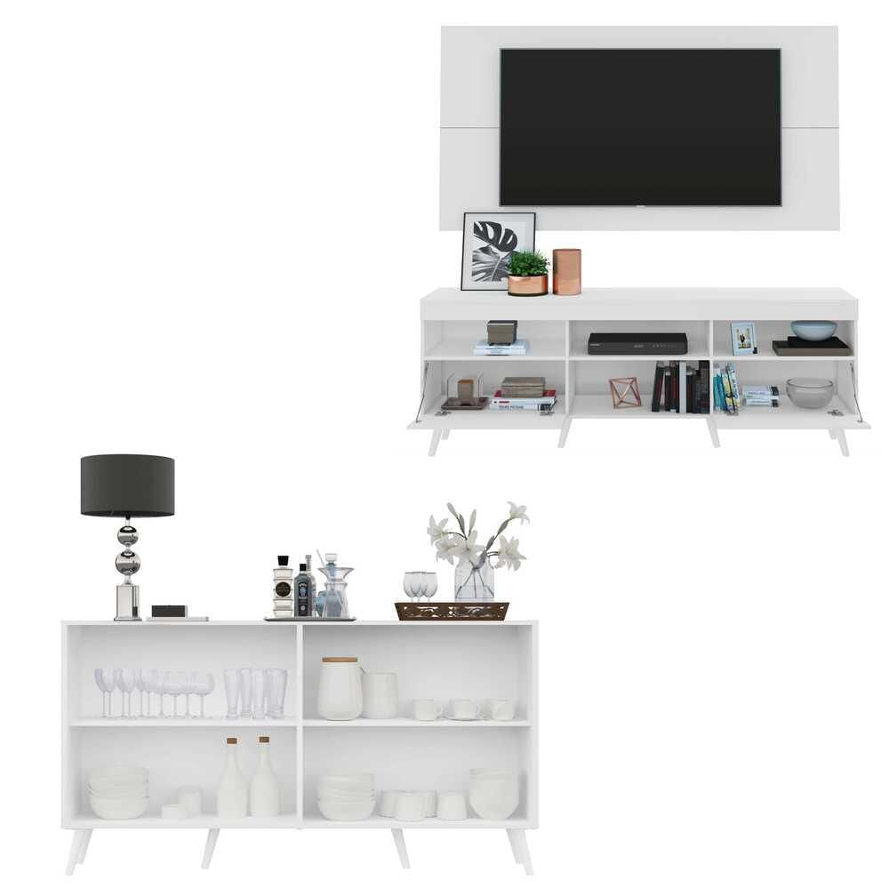 Encontraproduto.com.br - Conjunto Sala de Estar Rack/Painel TV/Aparador Multimóveis Sofia FG1005 Branco