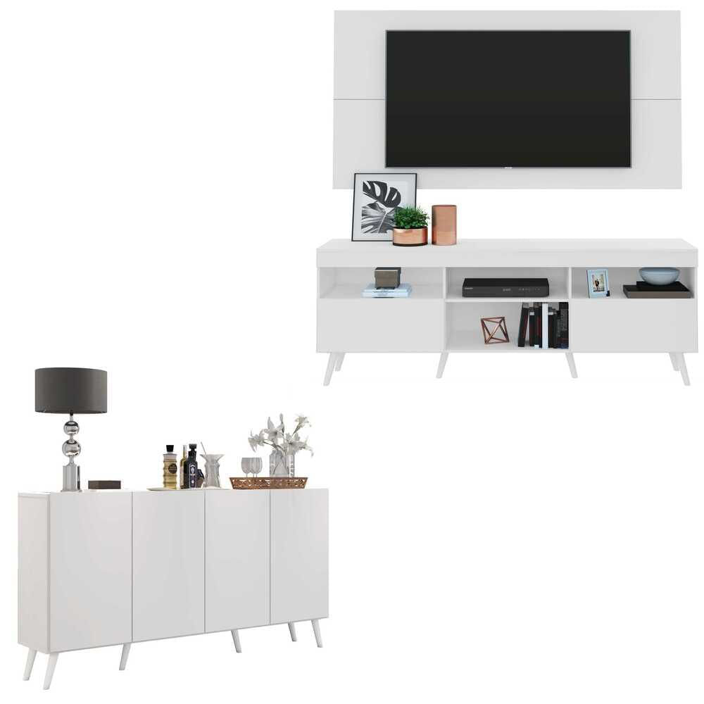 Encontraproduto.com.br - Conjunto Sala de Estar Rack/Painel TV/Aparador Multimóveis Sofia FG1005 Branco