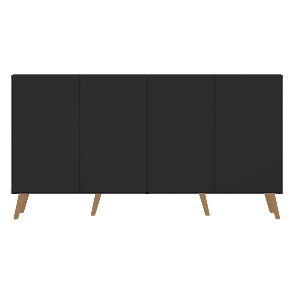 Aparador Buffet Retrô Multimóveis Veneza 4 Portas FG3556 Preto/Natural