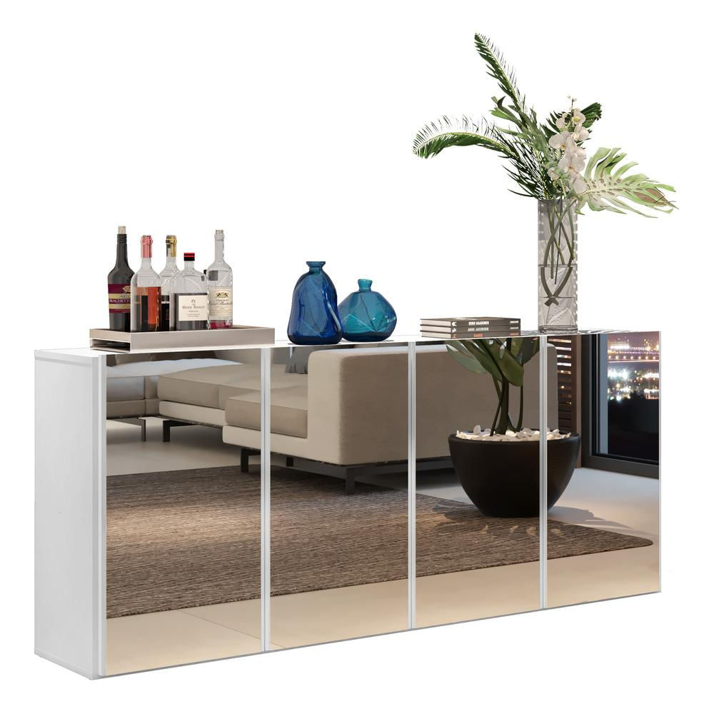 Encontraproduto.com.br - Aparador Buffet com Espelho Multimóveis Vegas 4 Portas FG3558 Branco