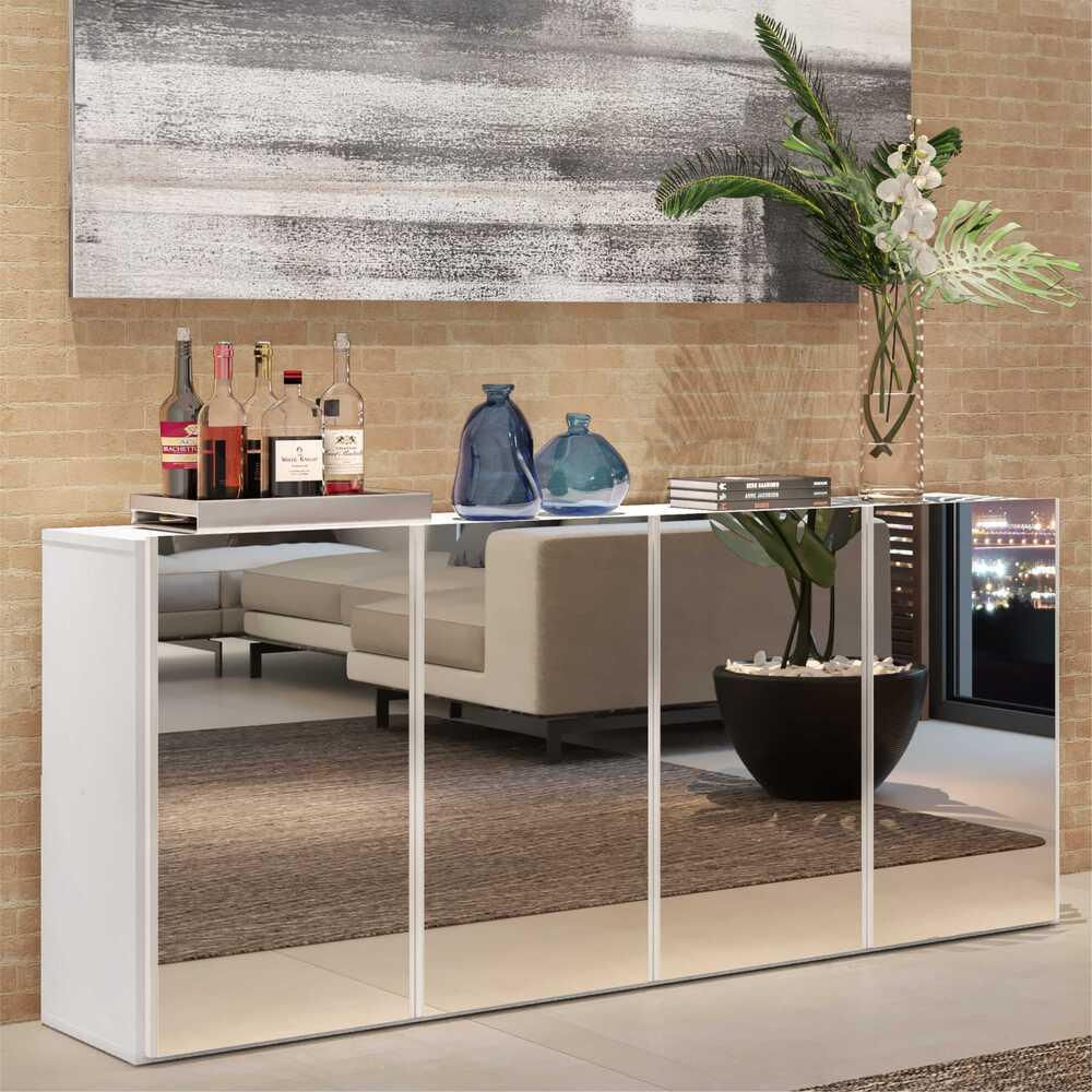 Encontraproduto.com.br - Aparador Buffet com Espelho Multimóveis Vegas 4 Portas FG3558 Branco