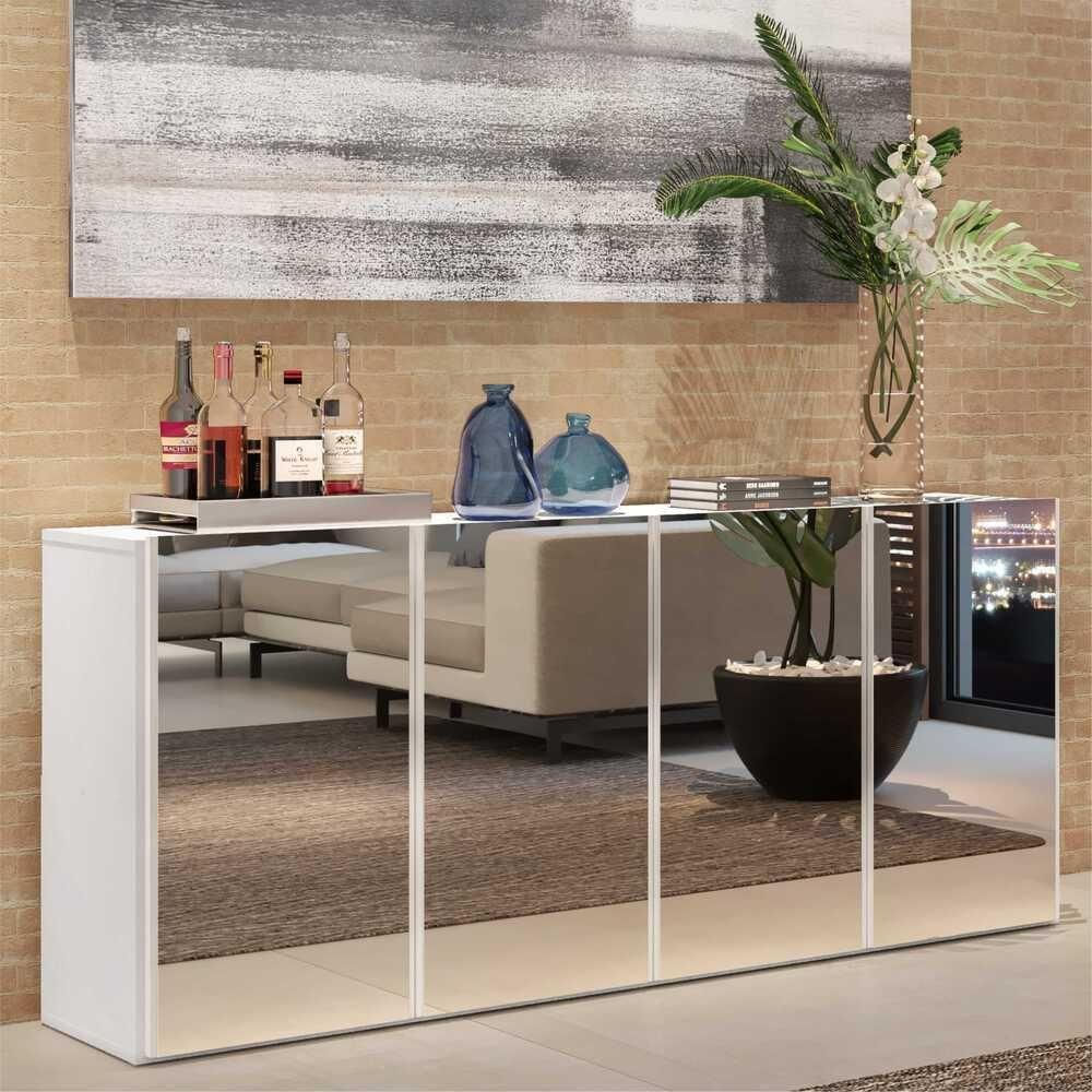 Encontraproduto.com.br - Aparador Buffet com Espelho Multimóveis Vegas 4 Portas FG3558 Branco
