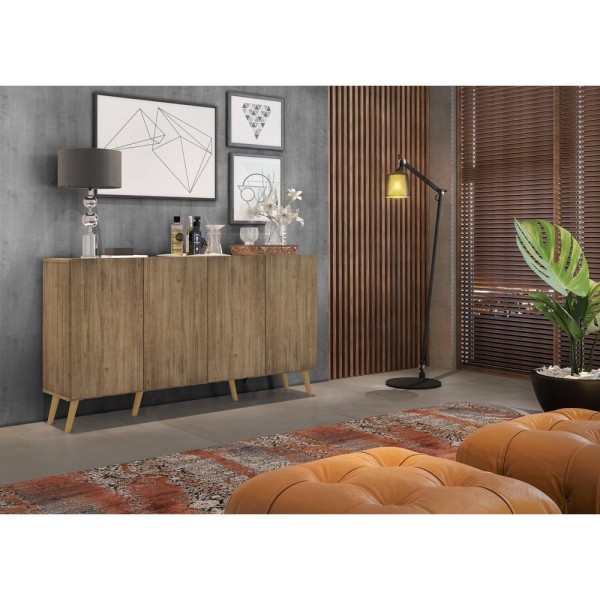 Encontraproduto.com.br - Aparador Buffet Retrô Multimóveis Veneza 4 Portas FG3556 Rustic/Natural