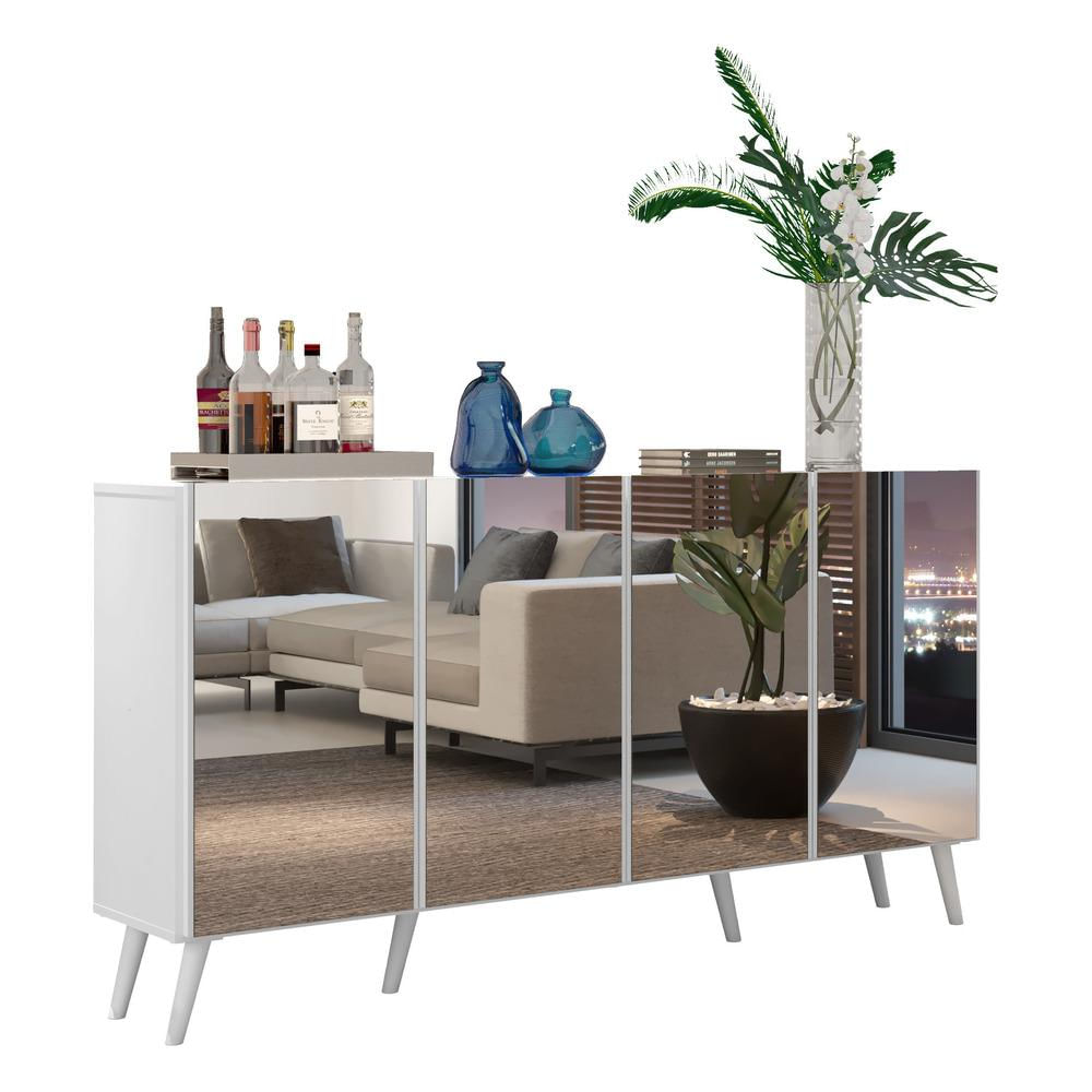 Encontraproduto.com.br - Aparador Buffet Retrô com Espelho Multimóveis Veneza com 4 Portas FG3559 Branco