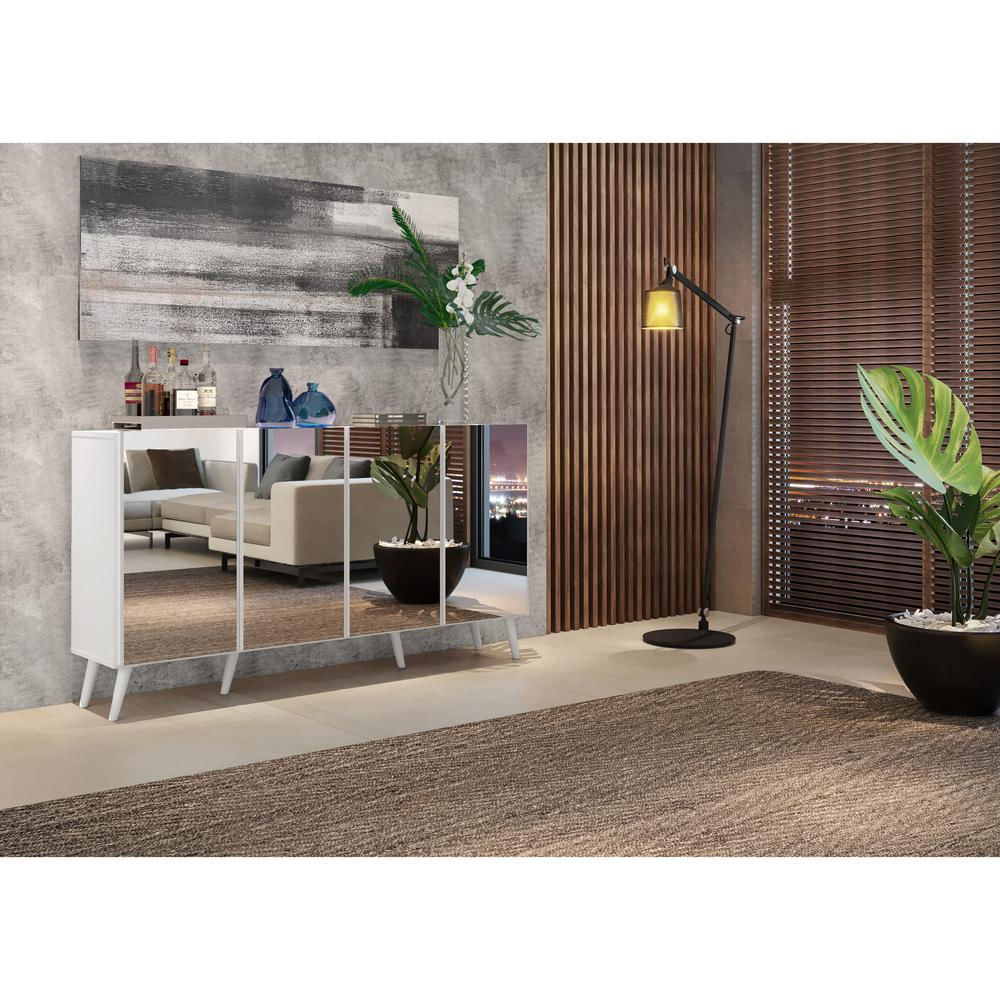 Encontraproduto.com.br - Aparador Buffet Retrô com Espelho Multimóveis Veneza com 4 Portas FG3559 Branco