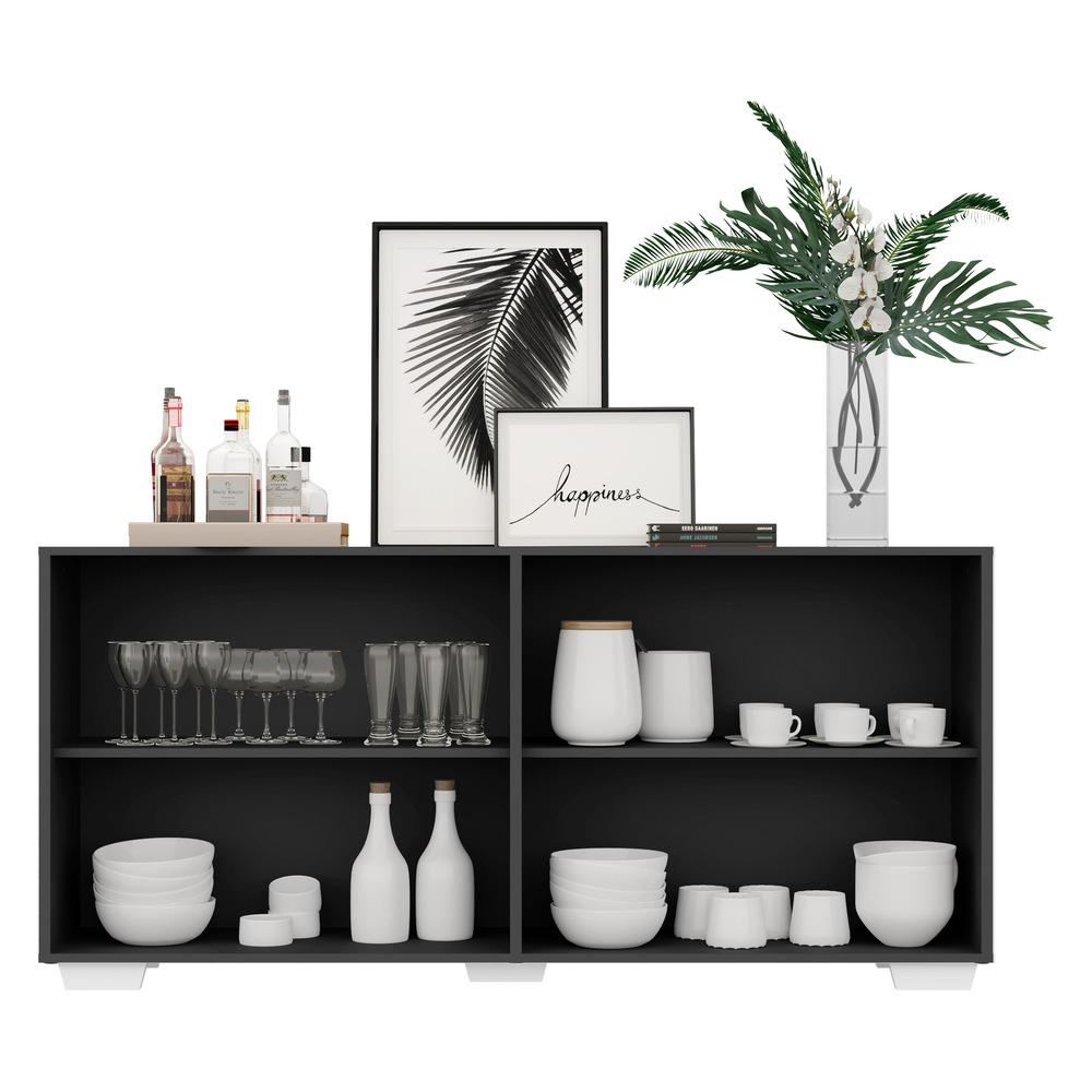 Encontraproduto.com.br - Aparador Buffet com Espelho Multimóveis Vegas com 4 Portas FG3560 Preto/Branco