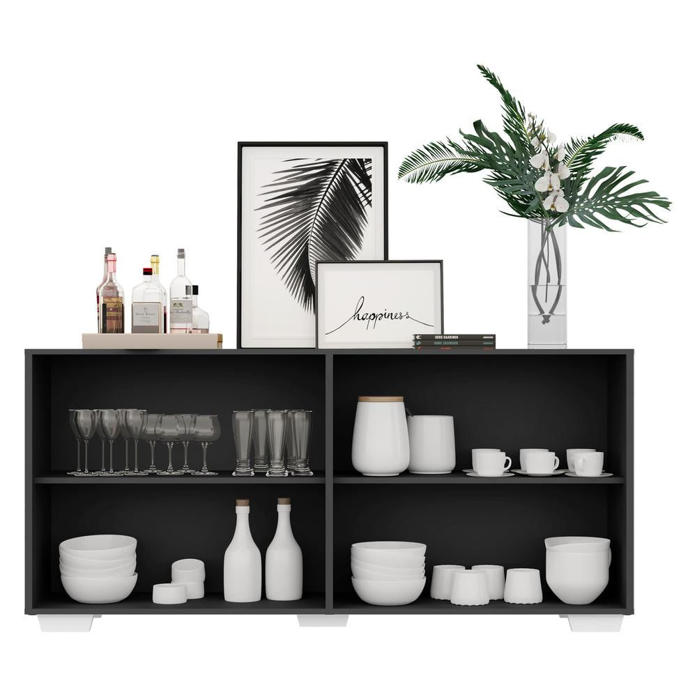 Encontraproduto.com.br - Aparador Buffet com Espelho Multimóveis Vegas com 4 Portas FG3560 Preto/Branco