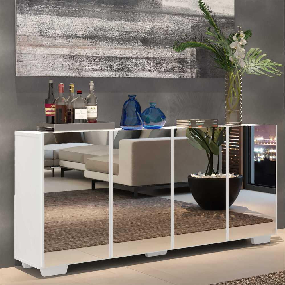 Encontraproduto.com.br - Aparador Buffet com Espelho Multimóveis Vegas com 4 Portas FG3560 Branco