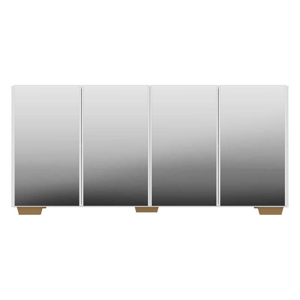 Encontraproduto.com.br - Aparador Buffet com Espelho Multimóveis Vegas com 4 Portas FG3560 Branco/Natural