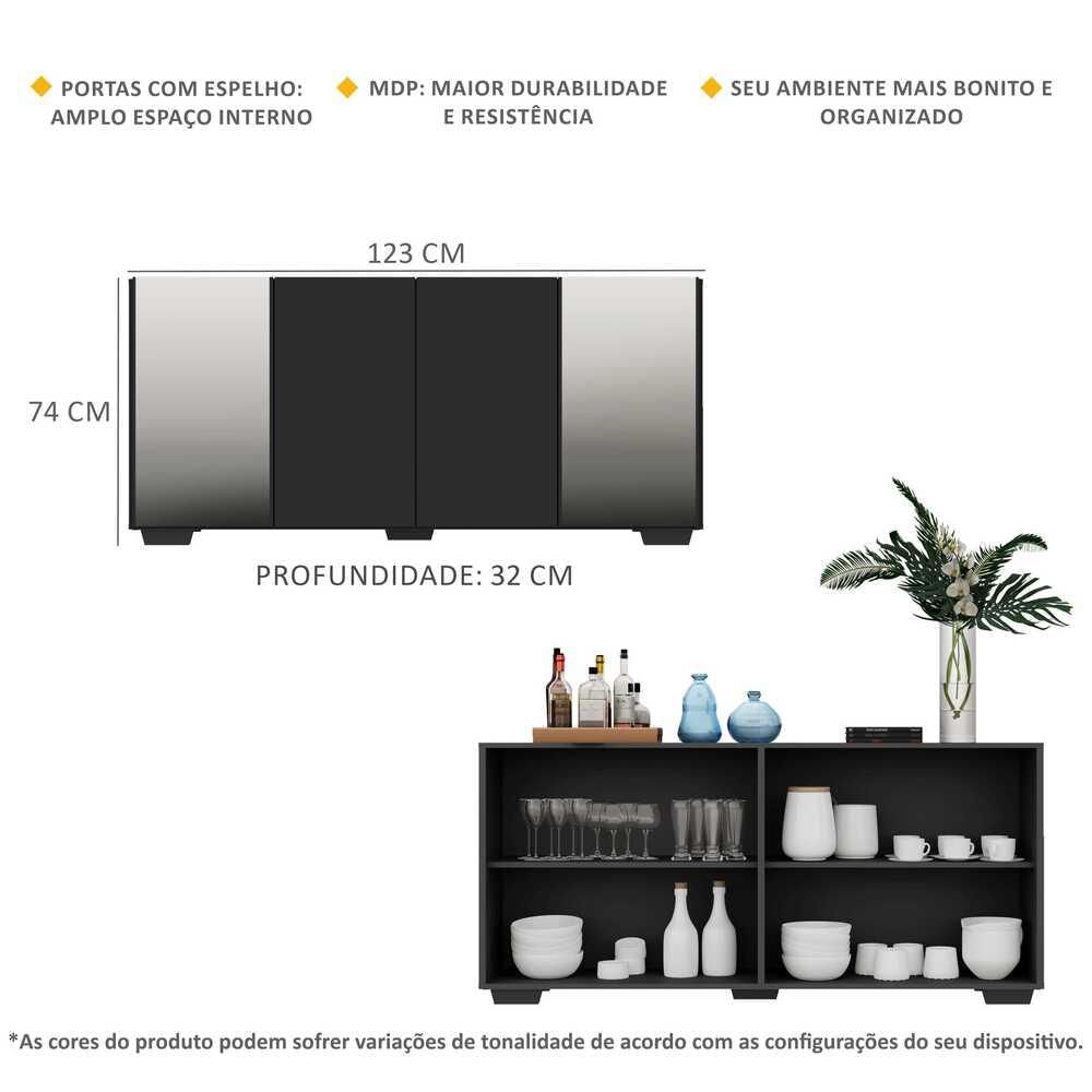 Encontraproduto.com.br - Aparador Buffet com Espelho Multimóveis  Vegas FG3563 Preto