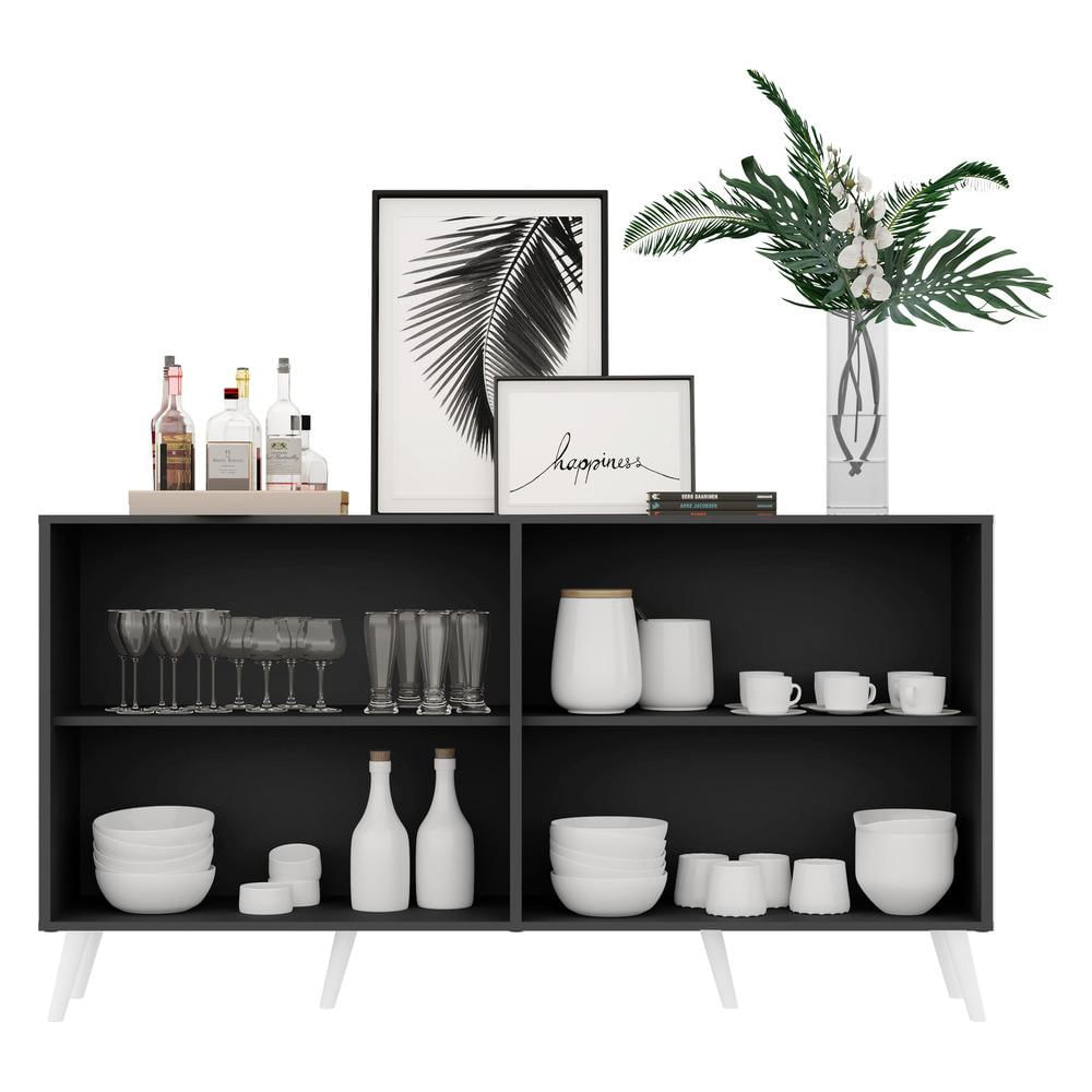 Encontraproduto.com.br - Aparador Buffet Retrô Multimóveis Veneza 4 Portas FG3556 Preto/Branco