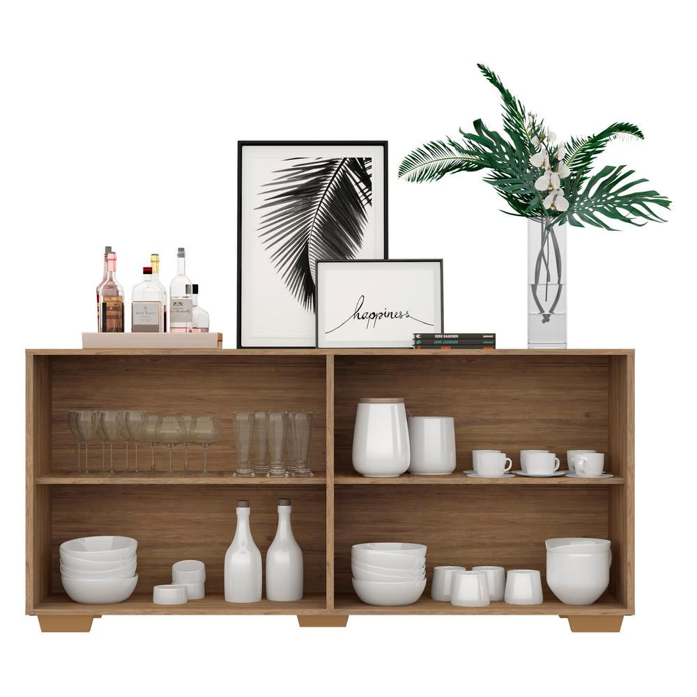Encontraproduto.com.br - Aparador Buffet com Espelho Multimóveis Vegas com 4 Portas FG3560 Rustic/Natural
