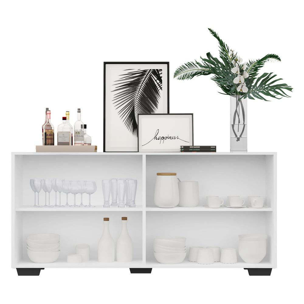 Encontraproduto.com.br - Aparador Buffet com Espelho Multimóveis Vegas com 4 Portas FG3560 Branco/Preto