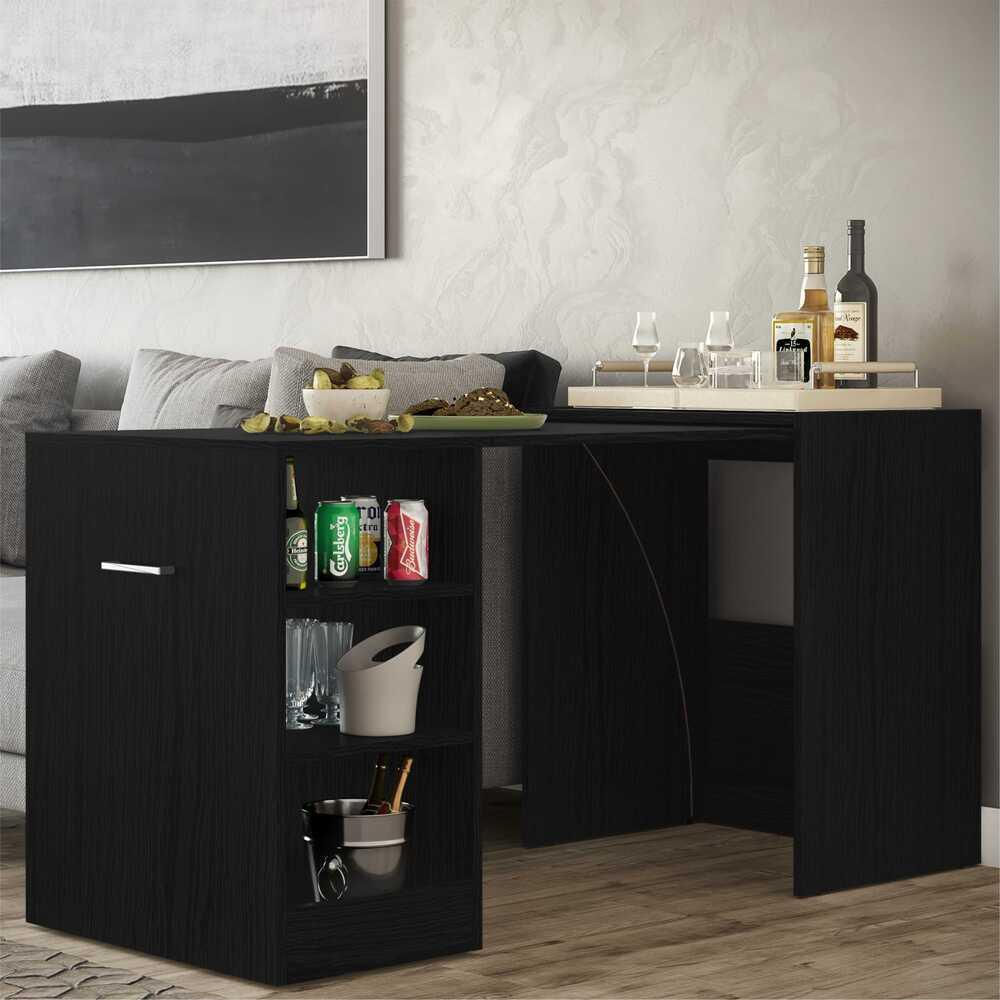 Encontraproduto.com.br - Aparador Bar com Mesa Dobrável  Multimóveis Ibiza FG1000 Preto