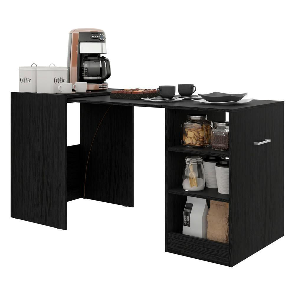 Encontraproduto.com.br - Aparador com Mesa Dobrável Multimóveis Cantinho do Café Ibiza FG1001 Preto