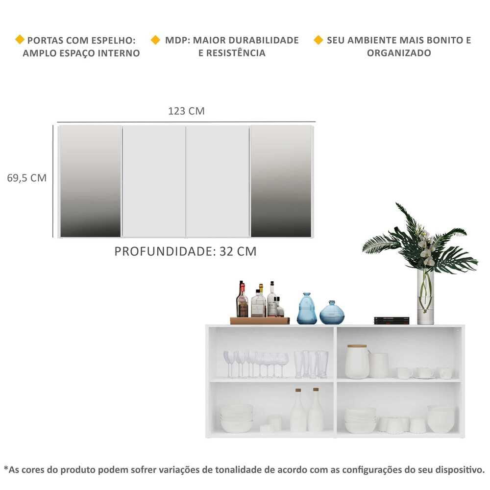 Encontraproduto.com.br - Aparador Buffet com Espelho Multimóveis Vegas FG3561 Branco