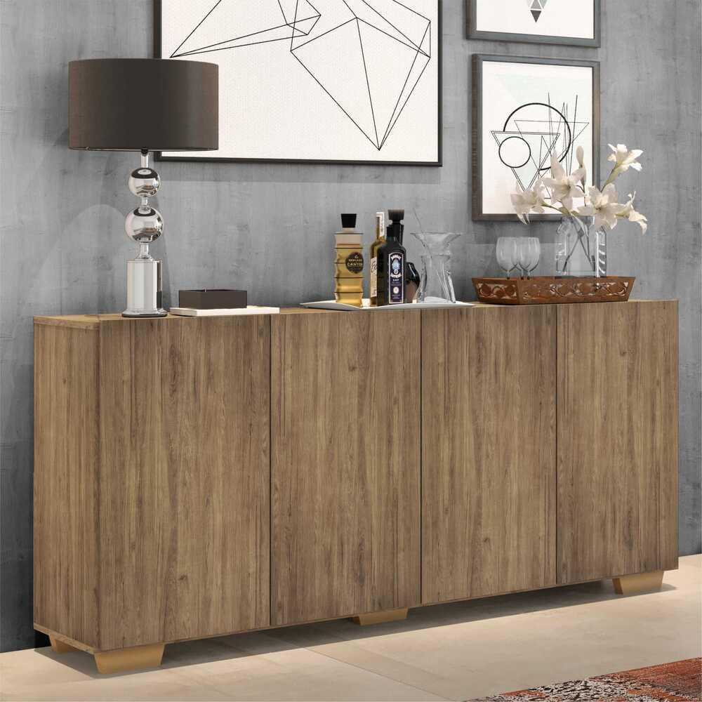 Encontraproduto.com.br - Aparador Buffet Multimóveis Veneza 4 Portas FG3557 Rustic/Natural